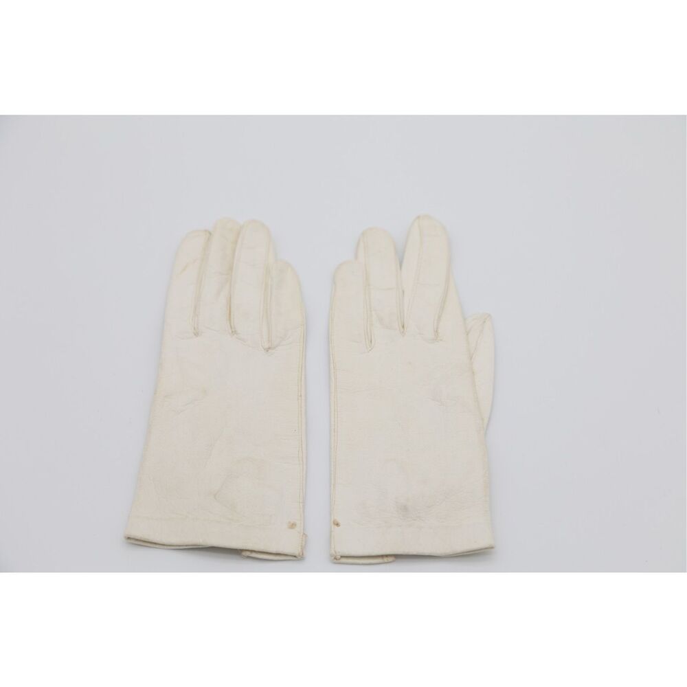 Vintage 1950s Fownes Kid Leather Gloves Women’s Size 6 Made in Italy Ivory